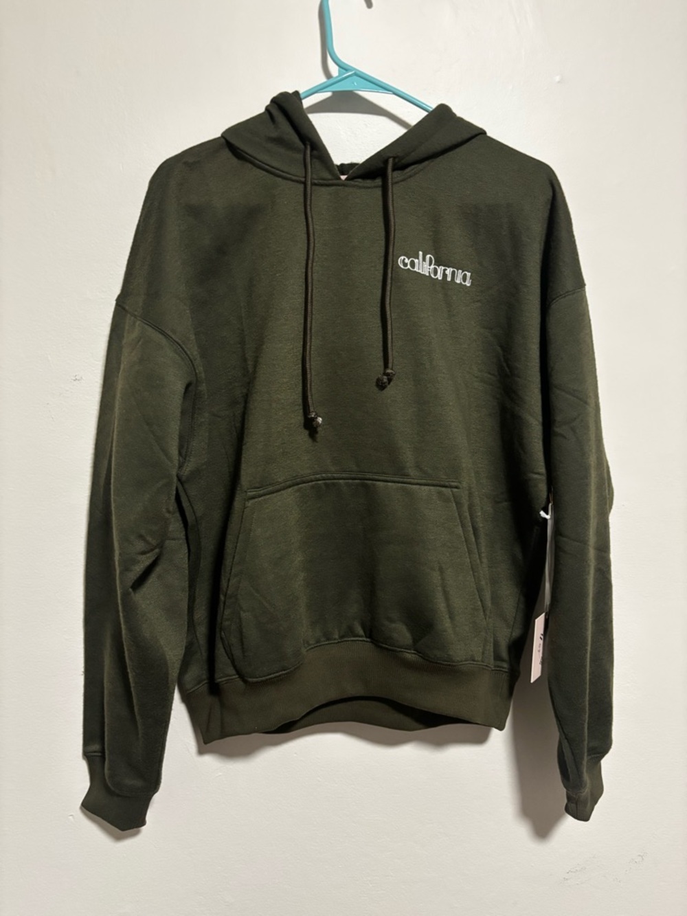 NWT Script Hoodie in Olive Green - Women's Casual Pullover